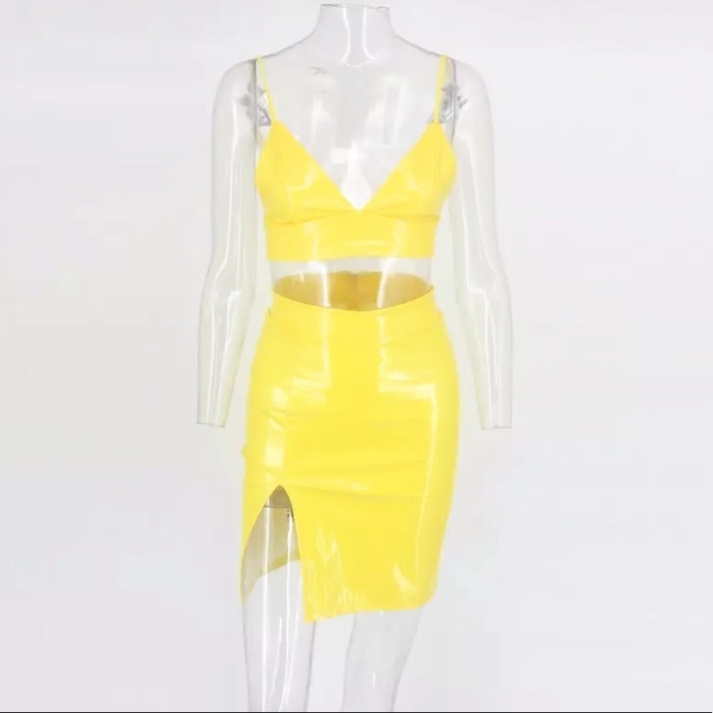 🍋Lemon Latex 🍋 Crop & Skirt Two Piece